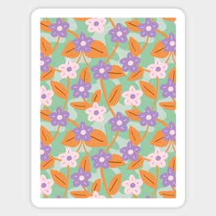 Wavy flower pattern in green and lavender Sticker